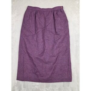 Vintage Pendleton Pencil Skirt Womens 10 Purple Wool Midi Lined Pockets
